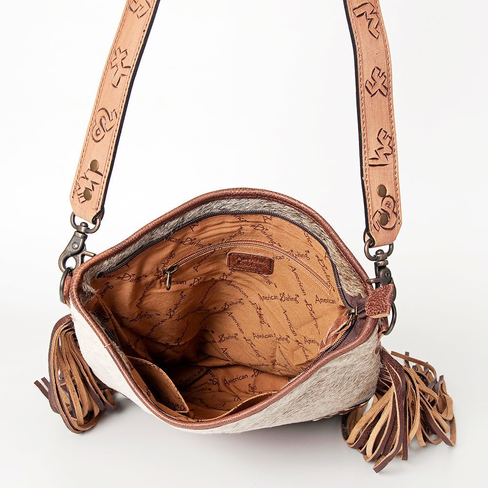 American Darling Messenger Hand Tooled Hair-On Genuine Leather
