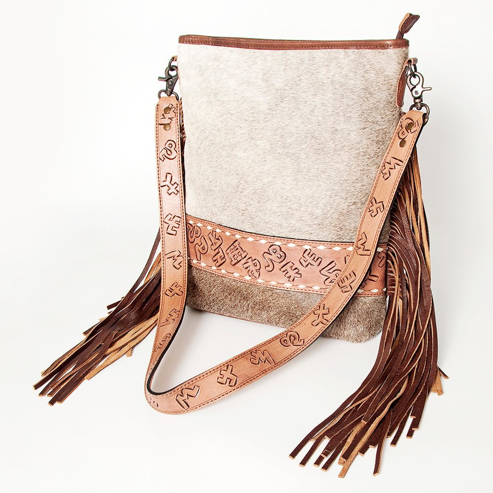 American Darling Messenger Hand Tooled Hair-On Genuine Leather