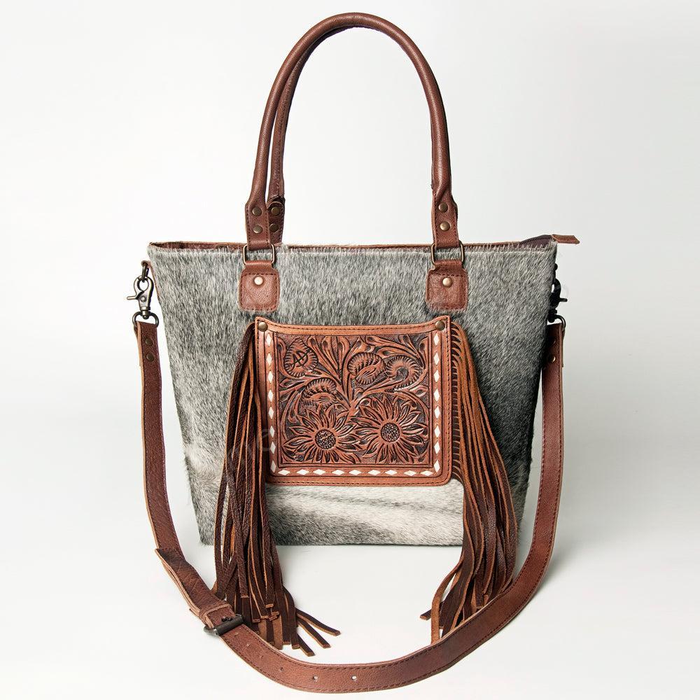 American Darling Hand-Tooled Hair-On Leather Tote