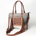 American Darling Hand-Tooled Hair-On Leather Tote