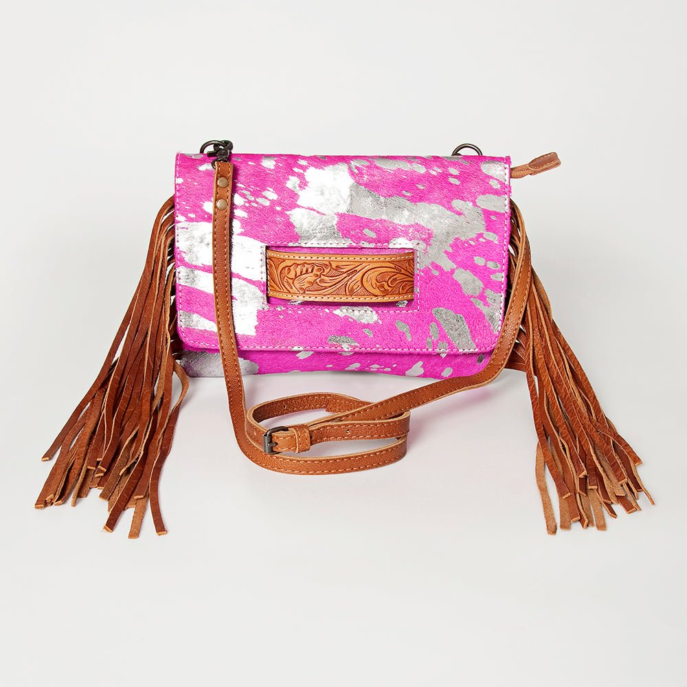 American Darling Hand-Tooled Hair-On Genuine Leather Clutch