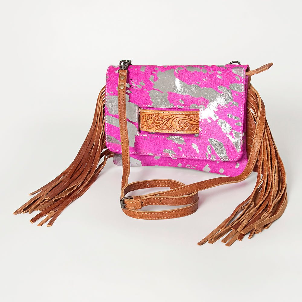 American Darling Hand-Tooled Hair-On Genuine Leather Clutch