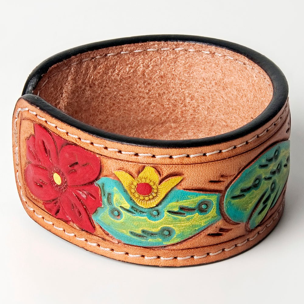 American Darling Bracelet Hand Tooled Carved Genuine Leather Women | Handmade Western Rustic