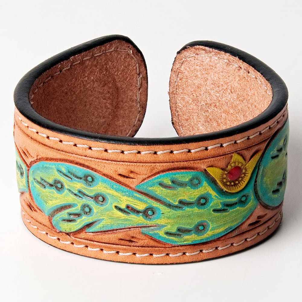 American Darling Bracelet Hand Tooled Carved Genuine Leather Women | Handmade Western Rustic