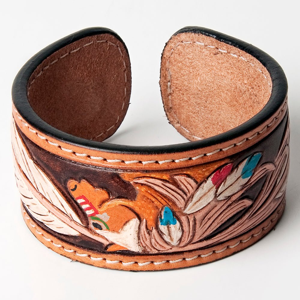 American Darling Bracelet Hand Tooled Carved Genuine Leather Women | Handmade Western Rustic