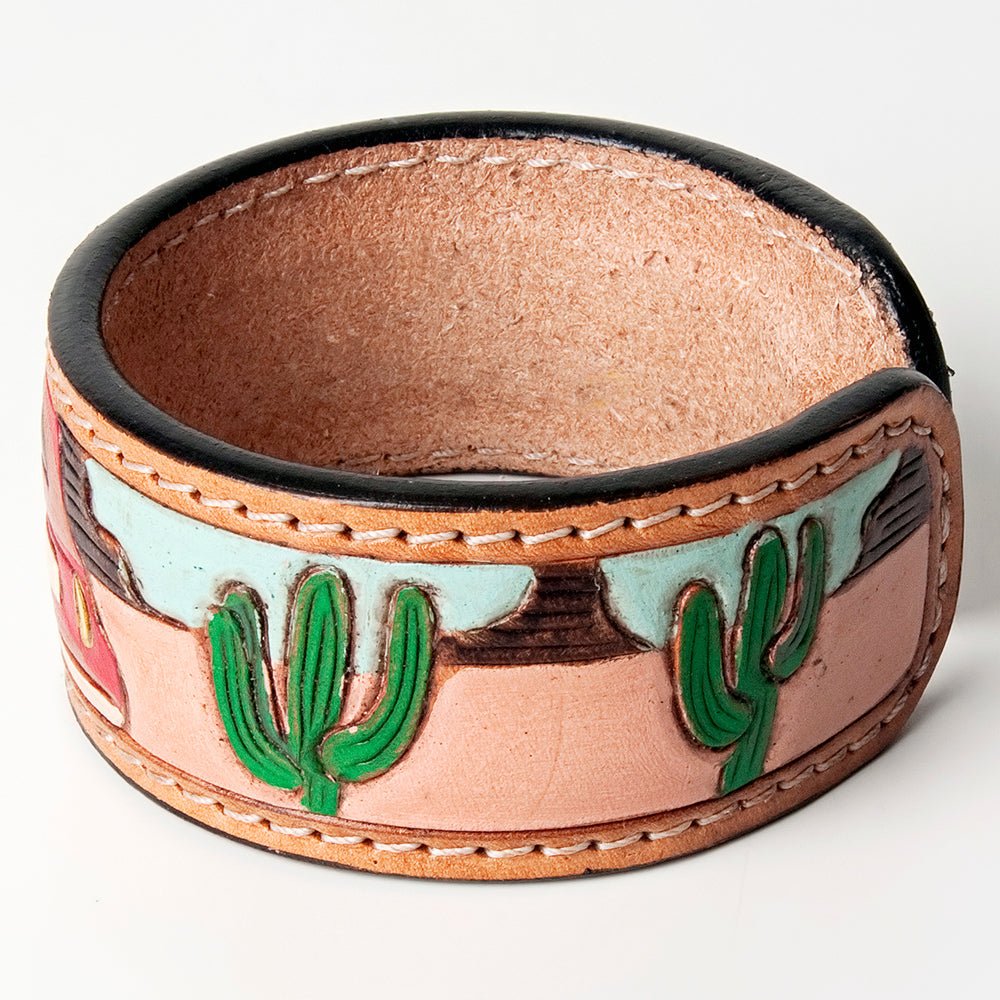 American Darling Bracelet Hand Tooled Carved Genuine Leather Women | Handmade Western Rustic
