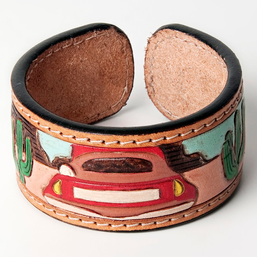 American Darling Bracelet Hand Tooled Carved Genuine Leather Women | Handmade Western Rustic