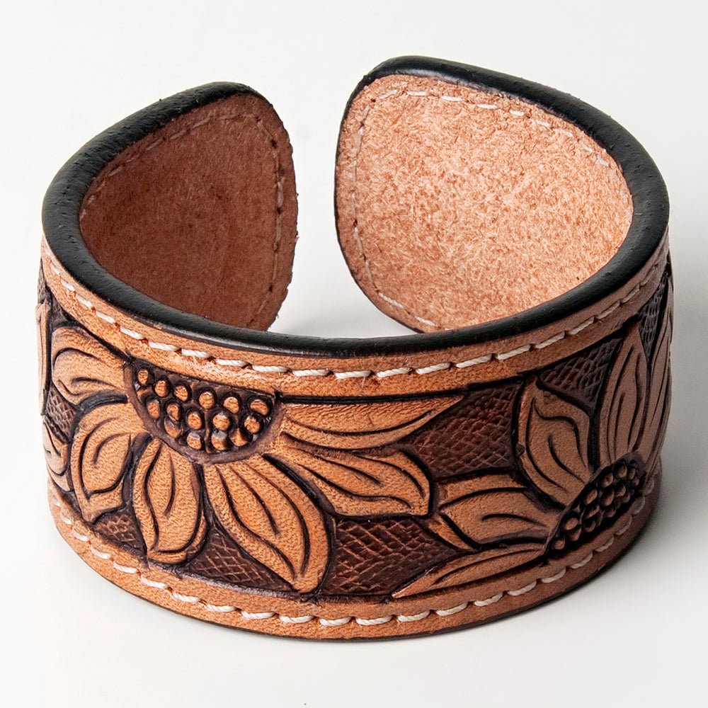 American Darling Bracelet Hand Tooled Carved Genuine Leather Women | Handmade Western Rustic