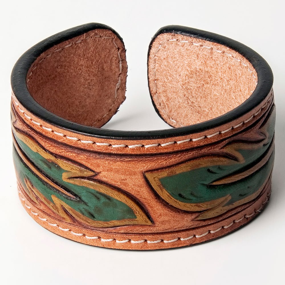 American Darling Bracelet Hand Tooled Carved Genuine Leather Women | Handmade Western Rustic
