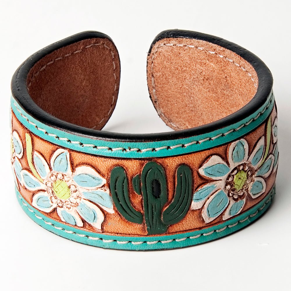 American Darling Bracelet Hand Tooled Carved Genuine Leather Women | Handmade Western Rustic