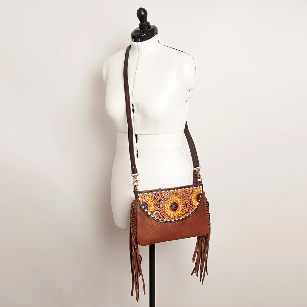American Darling Hand-Tooled Genuine Leather Small Crossbody Bag