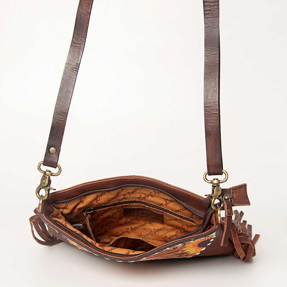 American Darling Hand-Tooled Genuine Leather Small Crossbody Bag