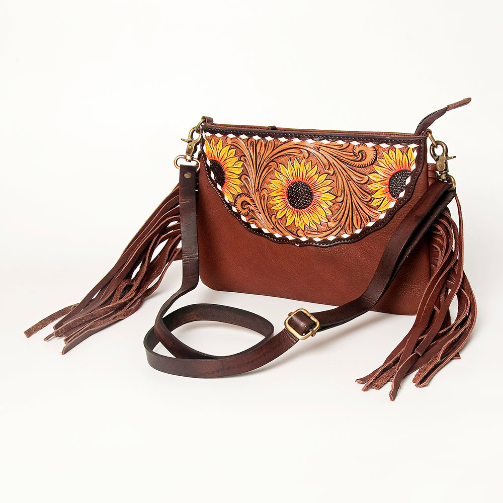 American Darling Hand-Tooled Genuine Leather Small Crossbody Bag