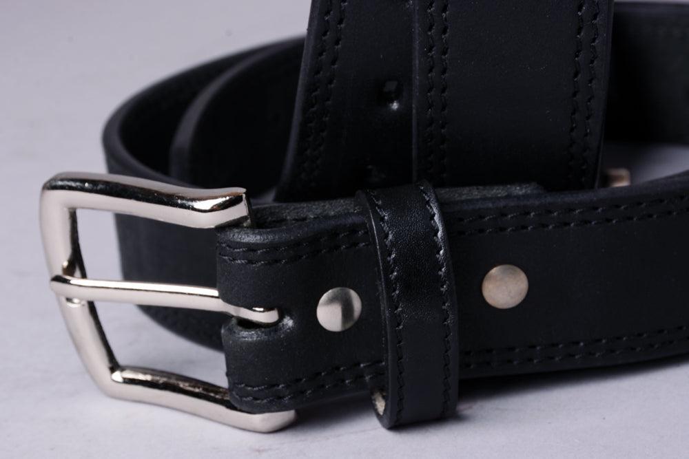 Hilason Western Buffalo Hide Leather Belt, Black