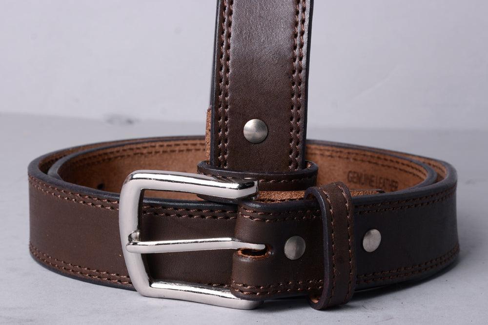 Hilason Western Full-Grain Buffalo Leather Belt, Brown