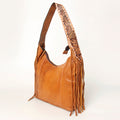 American Darling Hand Tooled Genuine Leather Hobo Bag for Women Floral Carved Vegetable-Tanned Purse with Fringes