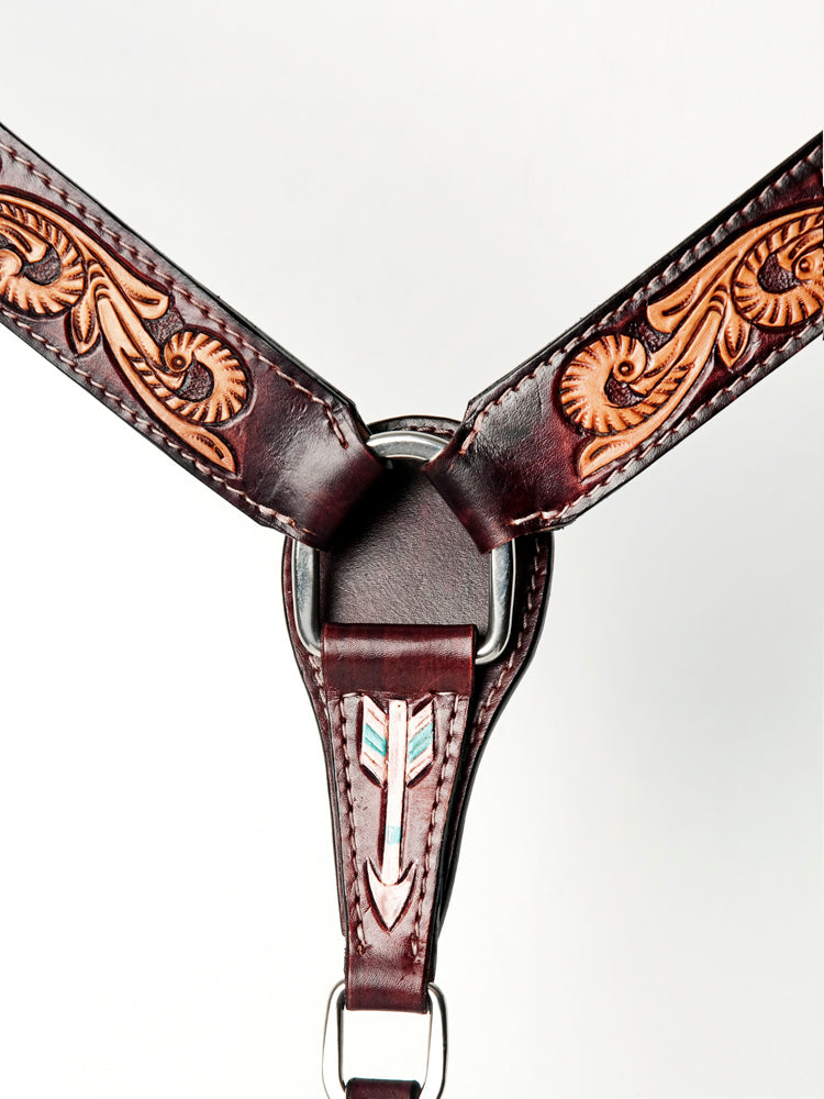 American Darling Western Horse Genuine Leather Breast Collar Brown
