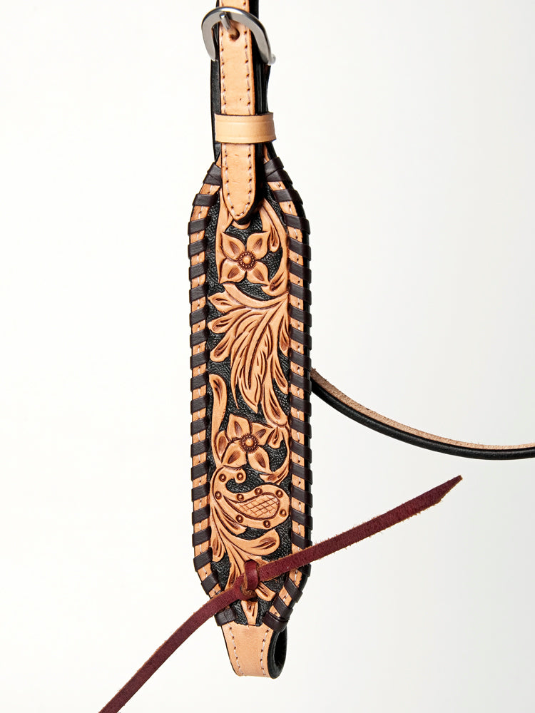 American Darling Western Horse Floral Headstall Genuine Leather Tan