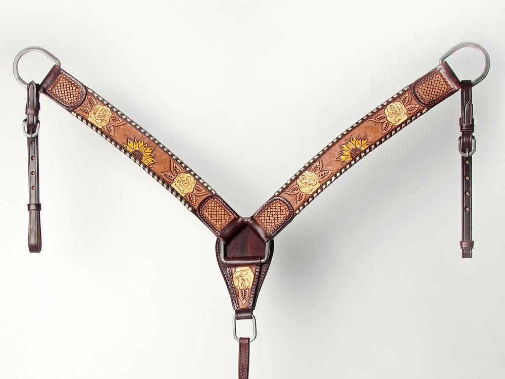 AMERICAN DARLING Western Horse Headstall Breast Collar Set American Leather