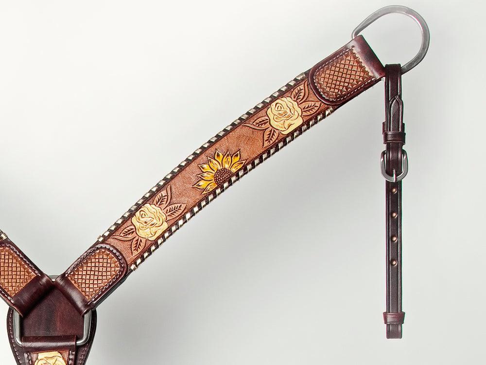 AMERICAN DARLING Western Horse Headstall Breast Collar Set American Leather