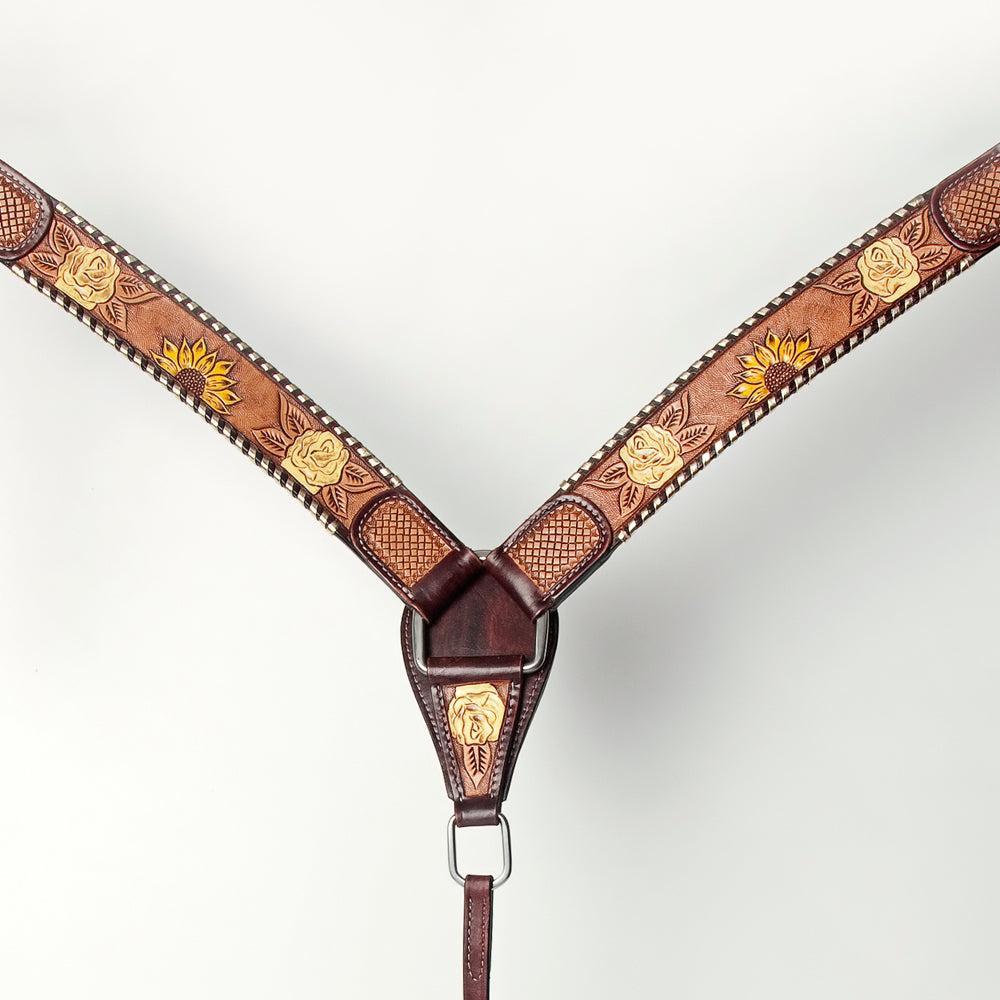 AMERICAN DARLING Western Horse Headstall Breast Collar Set American Leather