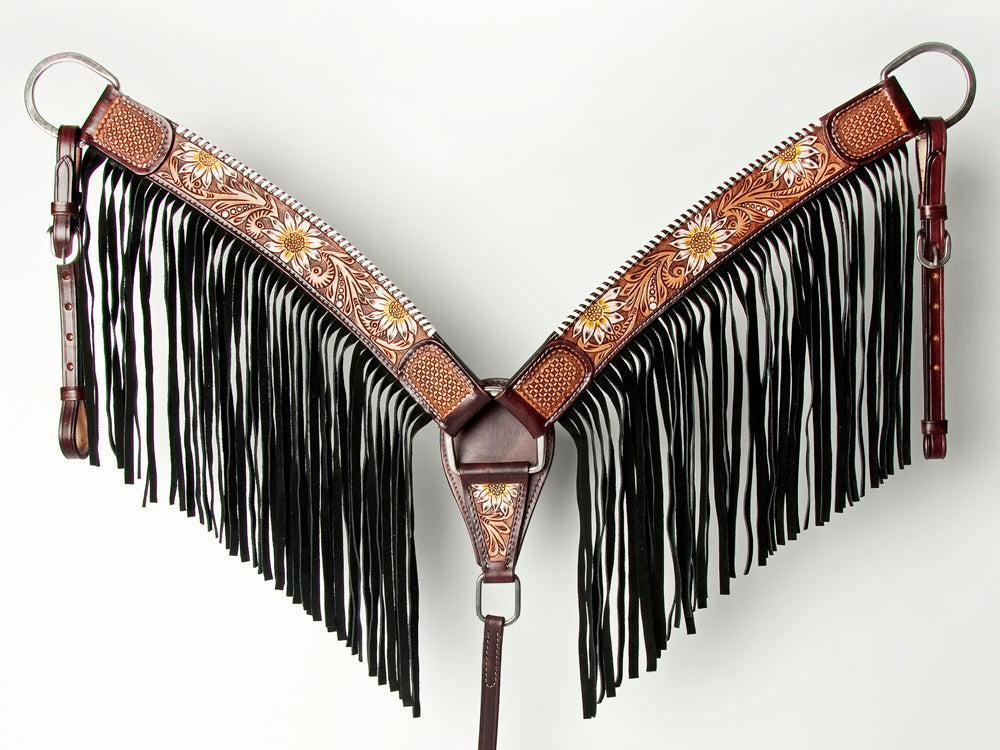 AMERICAN DARLING Western Horse Headstall Breast Collar Set American Leather