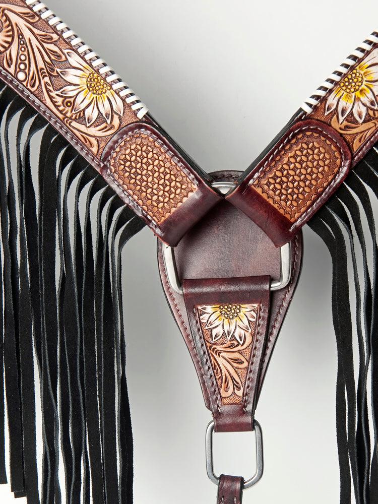 AMERICAN DARLING Western Horse Headstall Breast Collar Set American Leather