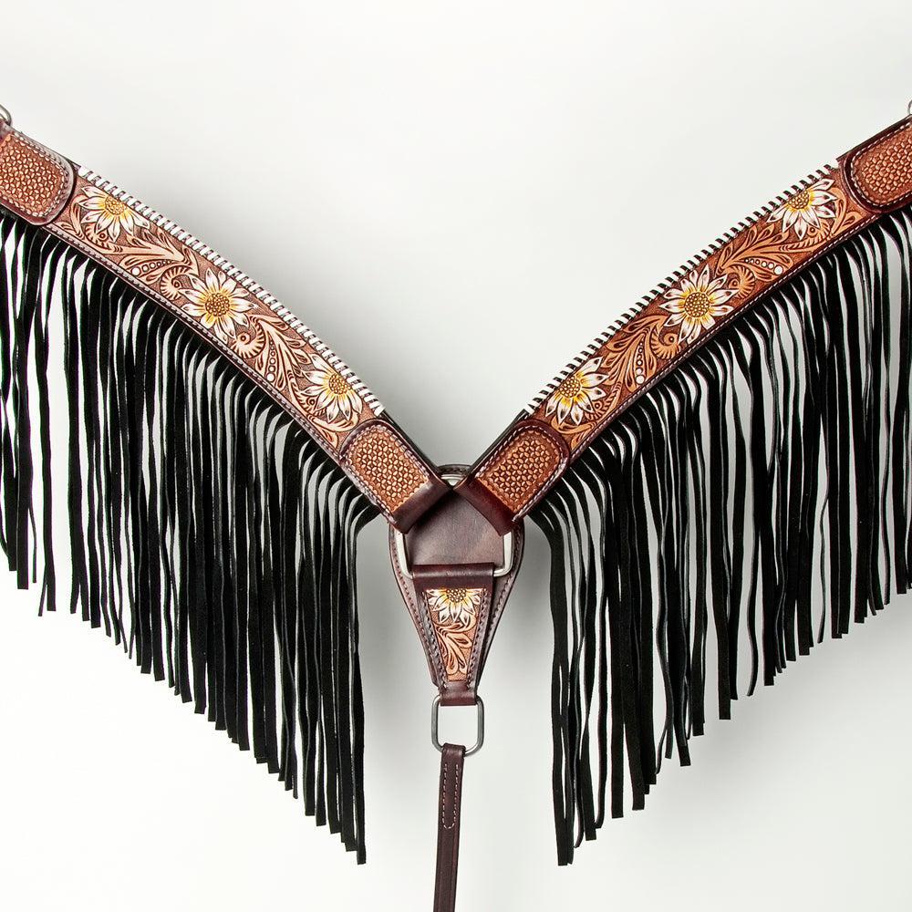 AMERICAN DARLING Western Horse Headstall Breast Collar Set American Leather