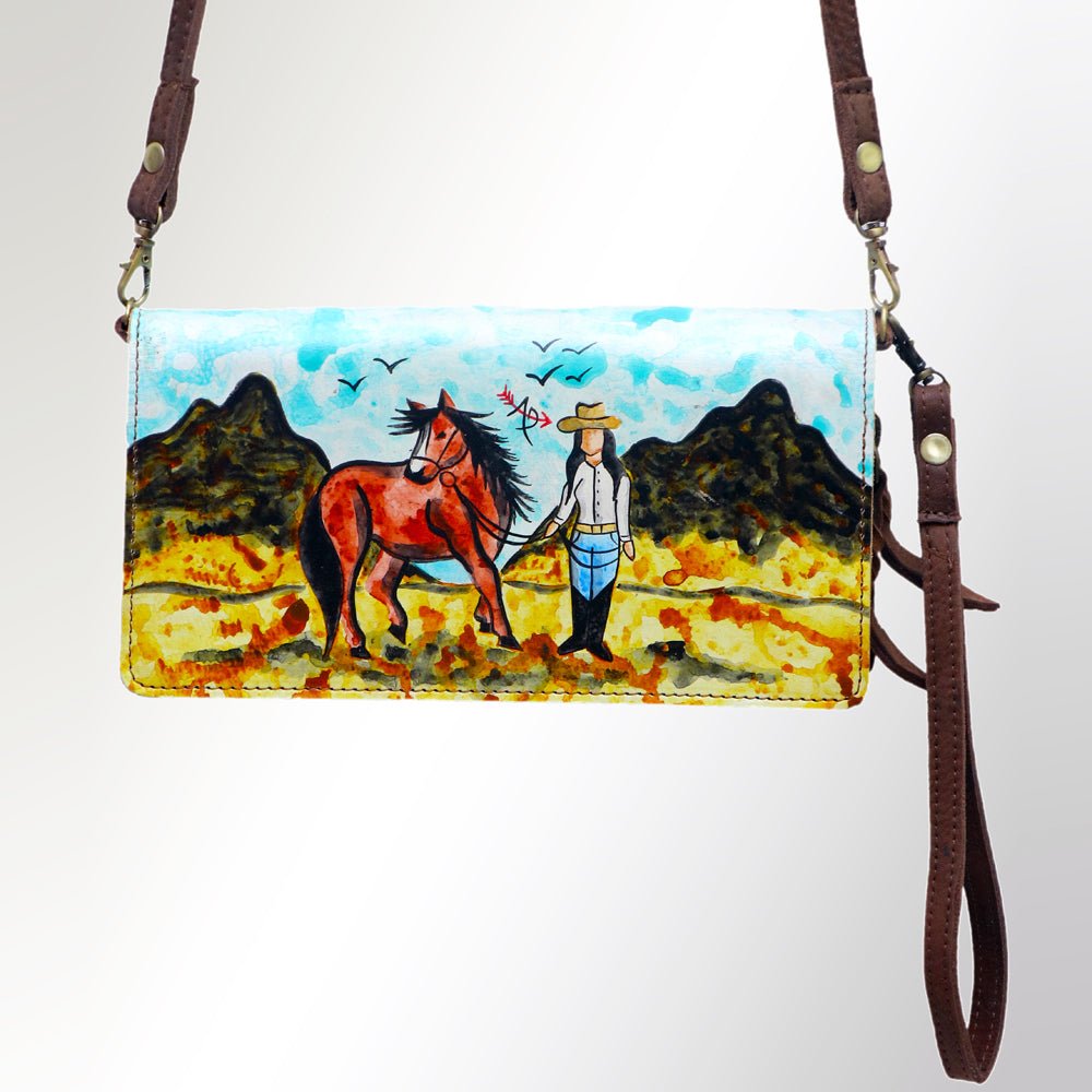 American Darling Organiser Hair-On Hand Tooled Genuine Leather