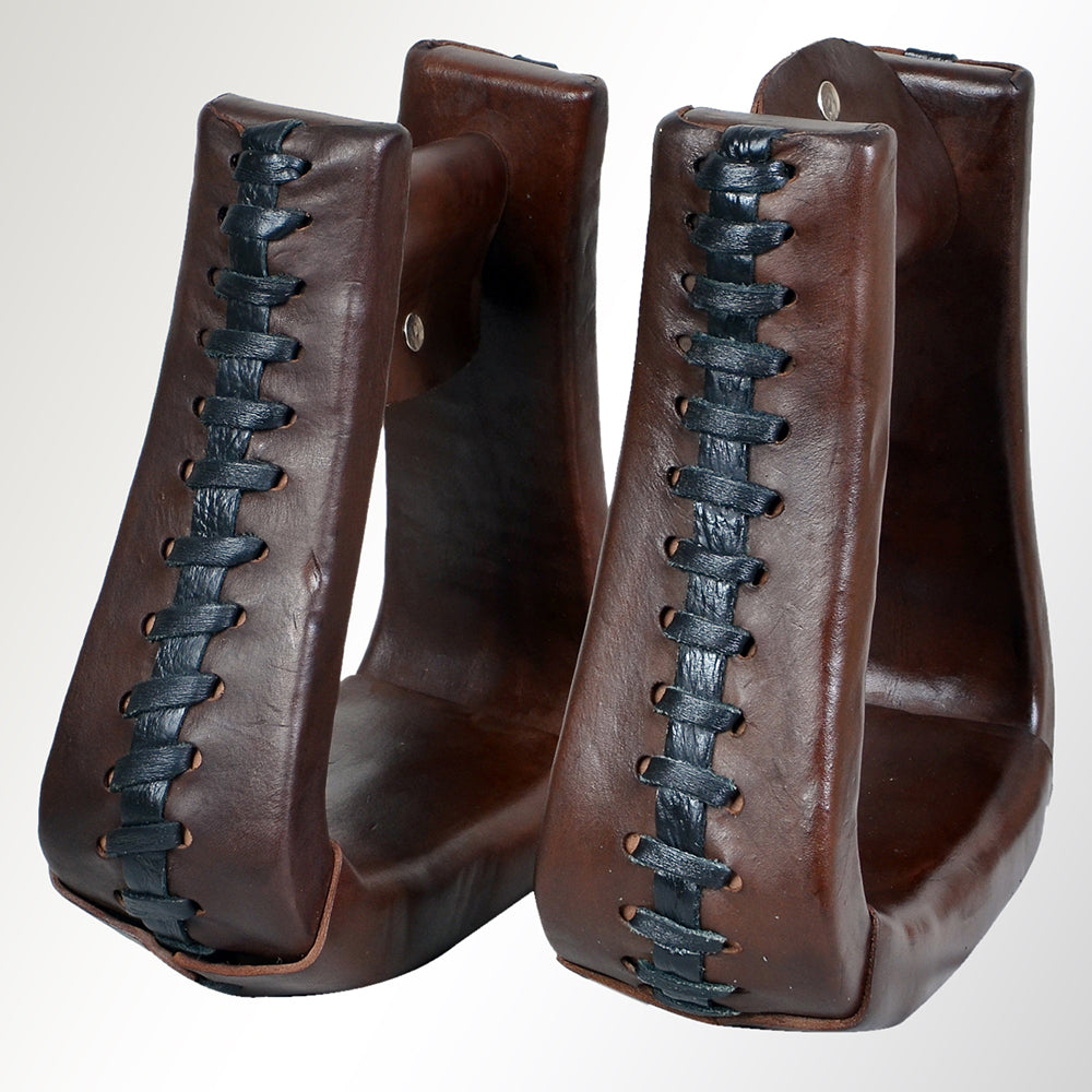 HILASON Horse Western Saddle Leather Stirrups Pair | for Barrel Racing Horses