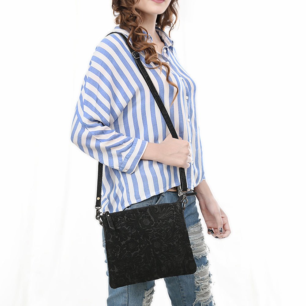 American Darling Western Small Crossbody Bag – Genuine Hair-On Cowhide Leather with Fringes, Adjustable Strap, Handcrafted in Texas