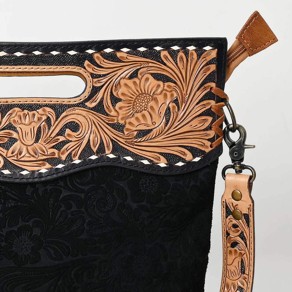 American Darling Clutch Hand Tooled Hair-On Genuine Leather