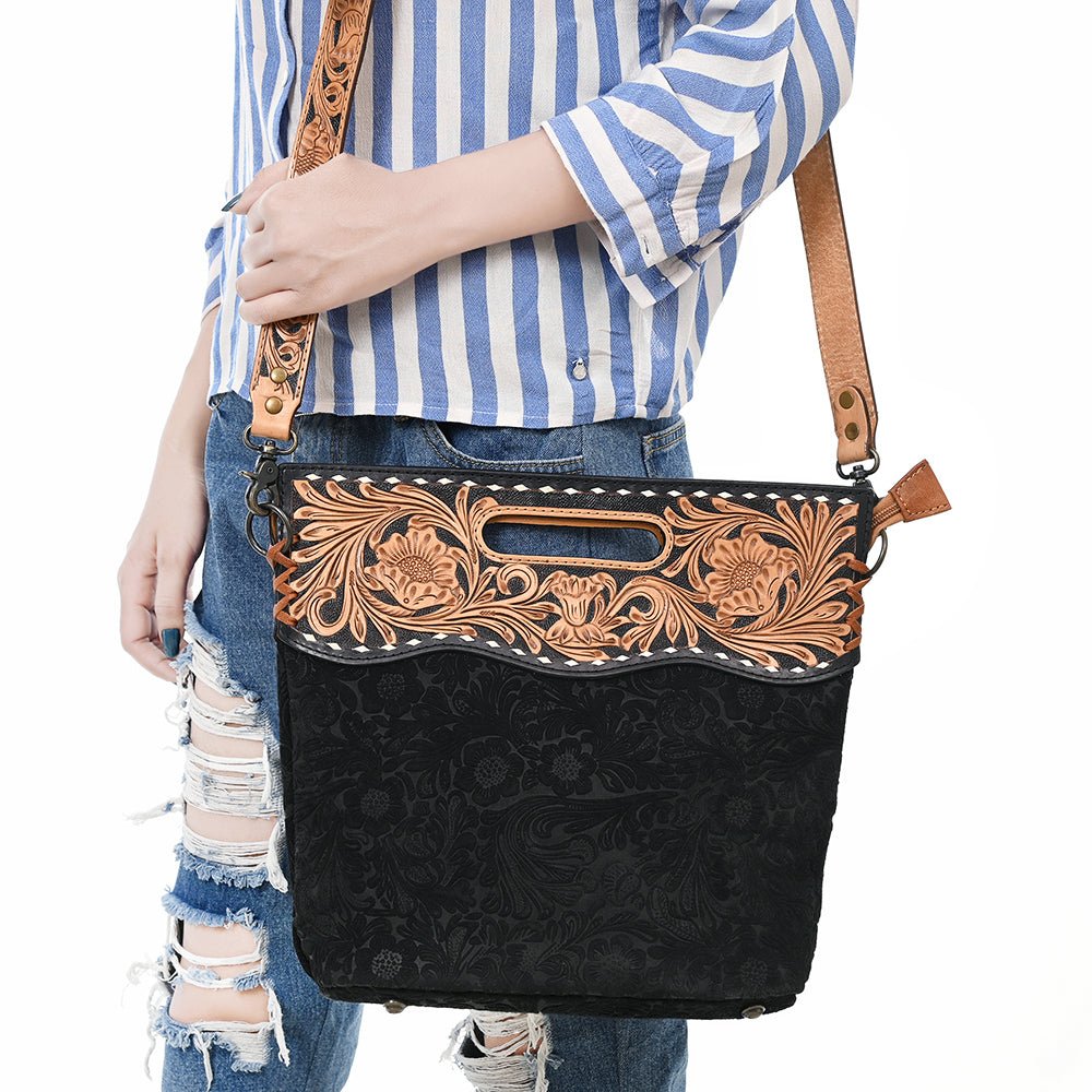 American Darling Clutch Hand Tooled Hair-On Genuine Leather