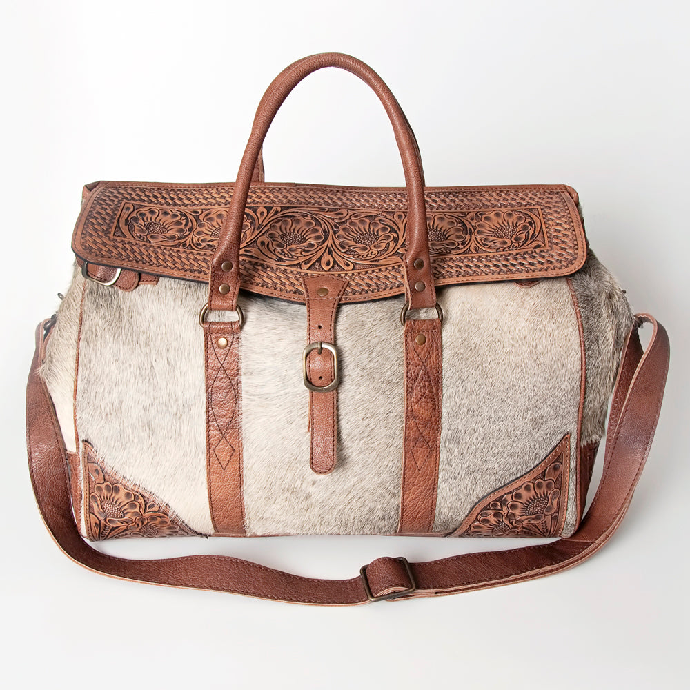 American Darling Hand-Tooled Saddle Blanket Genuine Leather Duffel Bag