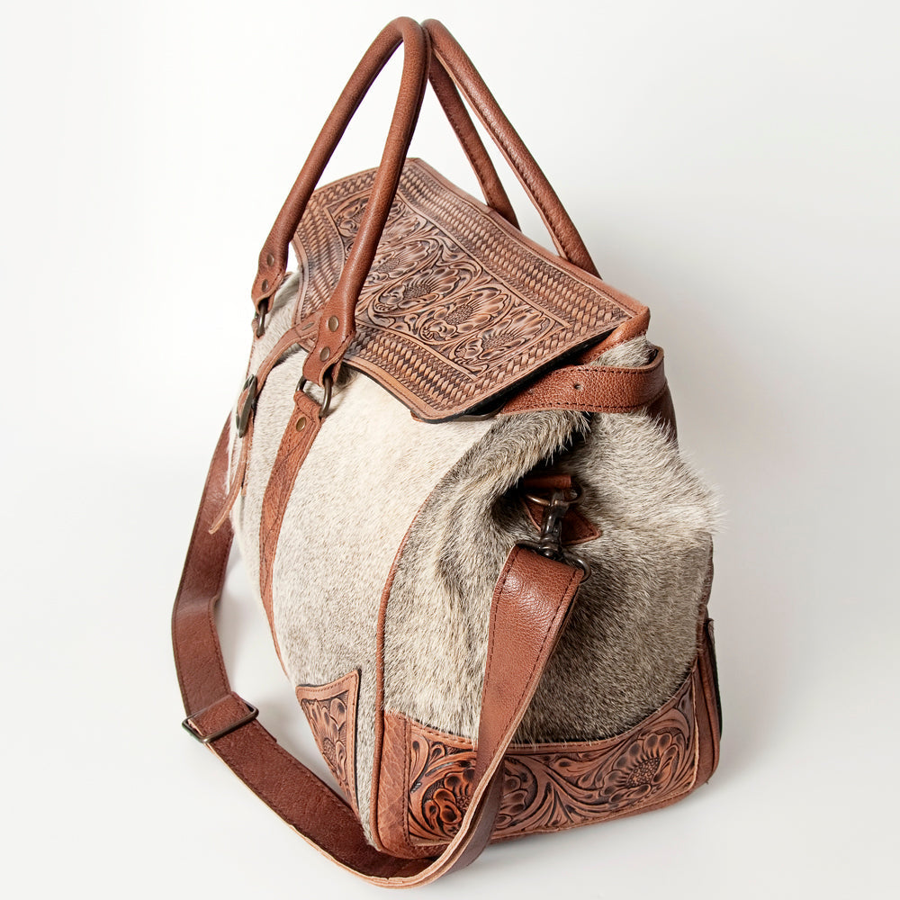 American Darling Hand-Tooled Saddle Blanket Genuine Leather Duffel Bag