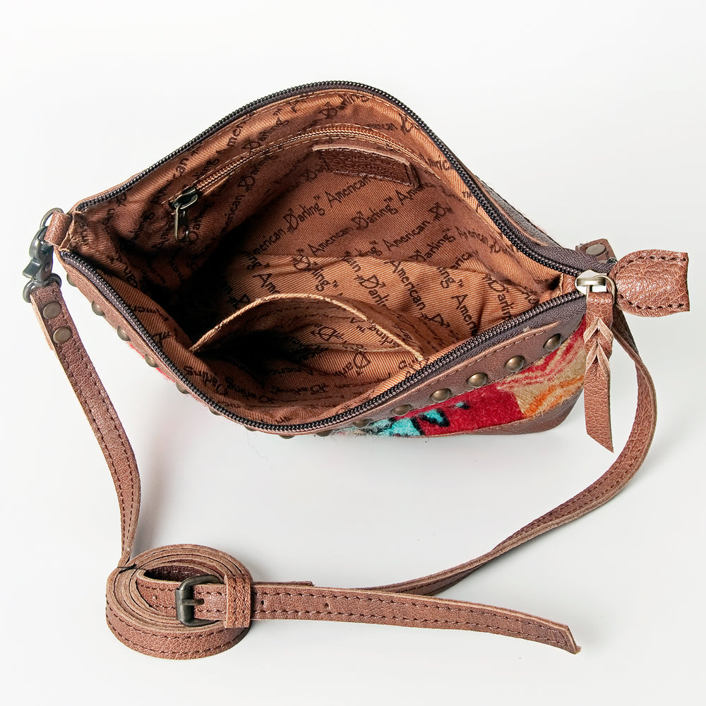 American Darling Cross body Bag for Women, Premium Vegetable-Tanned Full Grain Leather, Hand Woven Saddle Blanket & YKK Zipper
