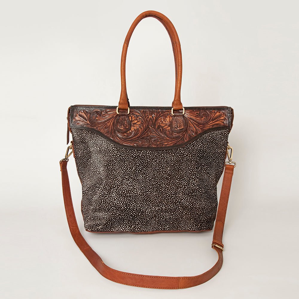 American Darling Tote Hand Tooled Hair-On Genuine Leather