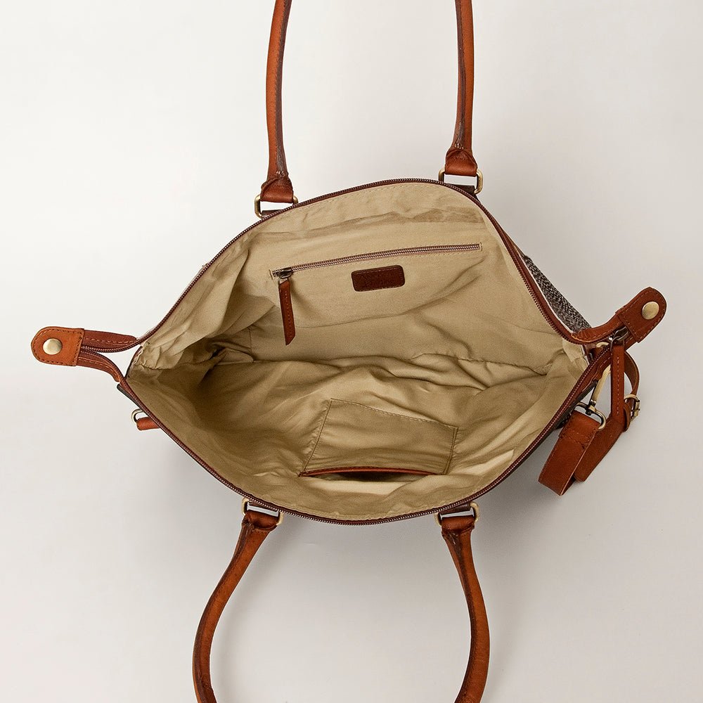 American Darling Tote Hand Tooled Hair-On Genuine Leather