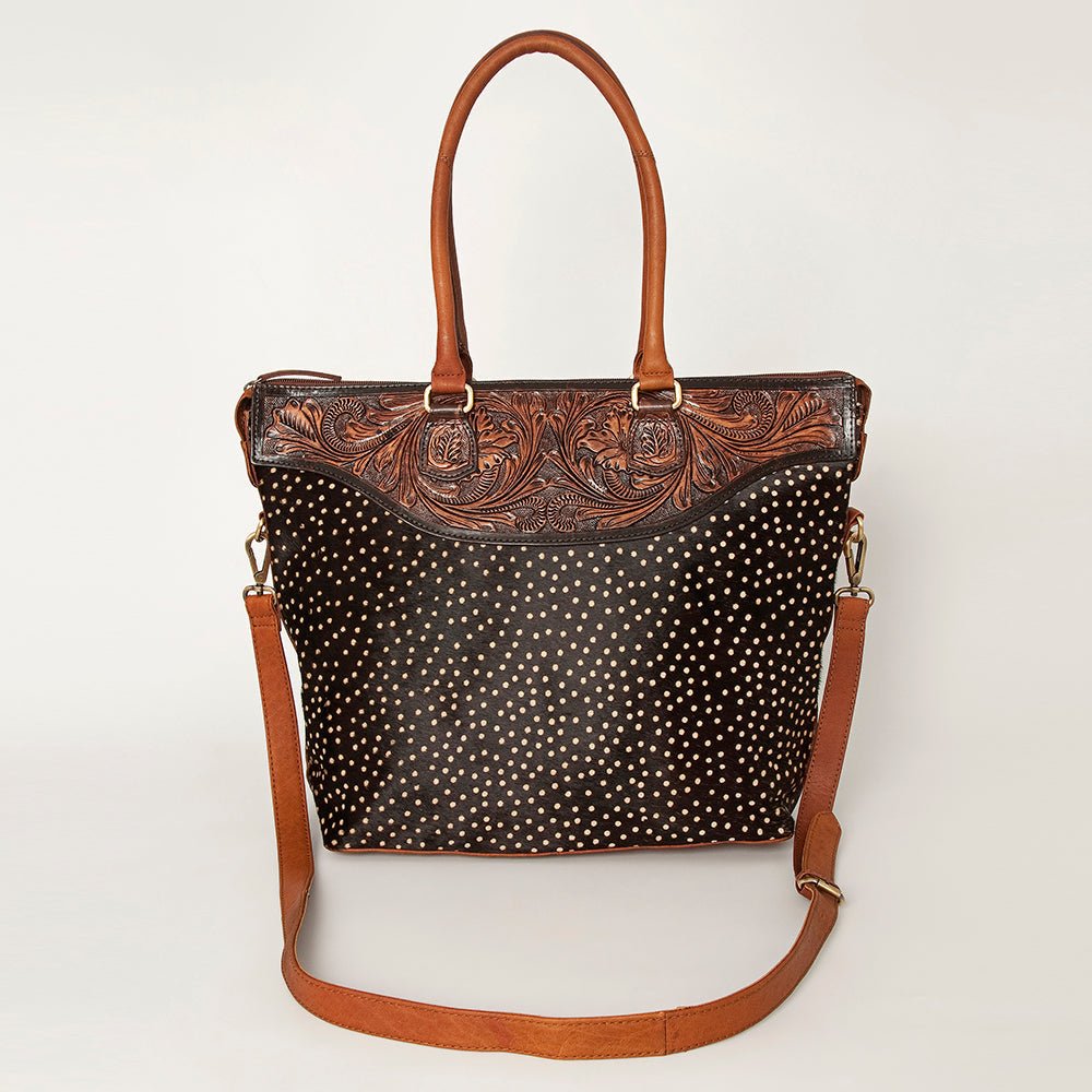 American Darling Tote Hand Tooled Hair-On Genuine Leather