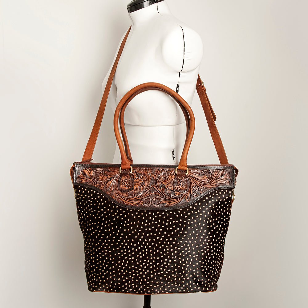 American Darling Tote Hand Tooled Hair-On Genuine Leather