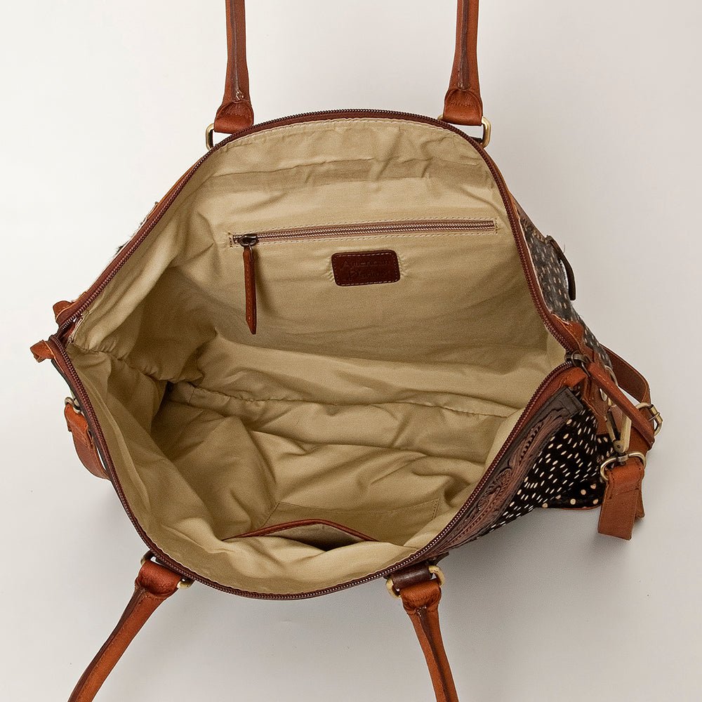 American Darling Tote Hand Tooled Hair-On Genuine Leather