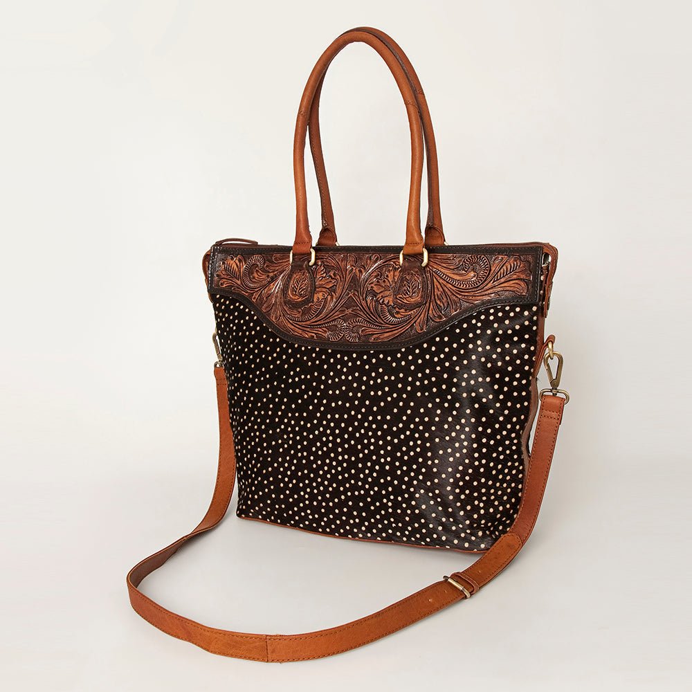 American Darling Tote Hand Tooled Hair-On Genuine Leather