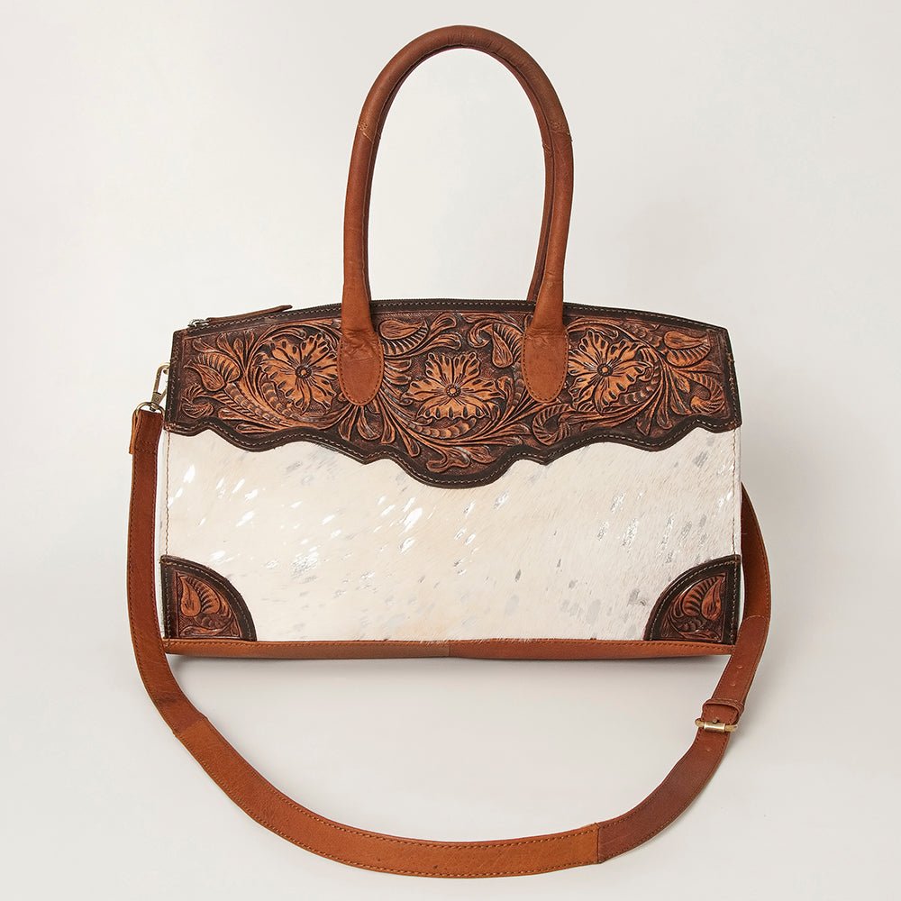 American Darling Duffel Hand Tooled Hair-On Genuine Leather