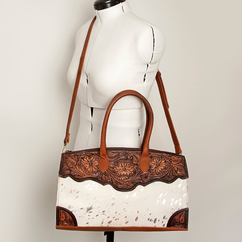 American Darling Duffel Hand Tooled Hair-On Genuine Leather