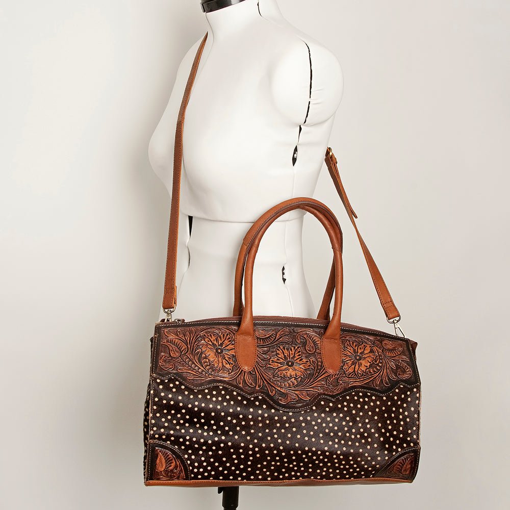 American Darling Duffel Hand Tooled Hair-On Genuine Leather