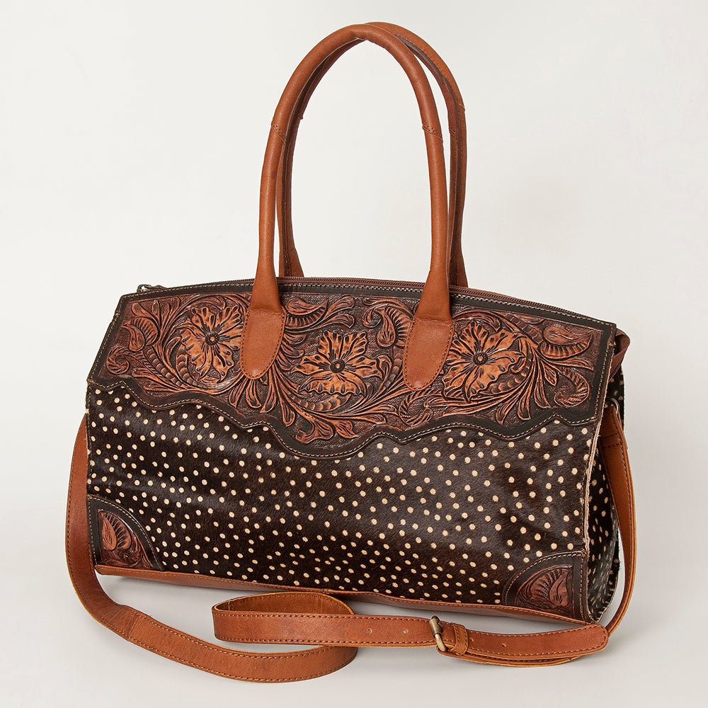 American Darling Duffel Hand Tooled Hair-On Genuine Leather