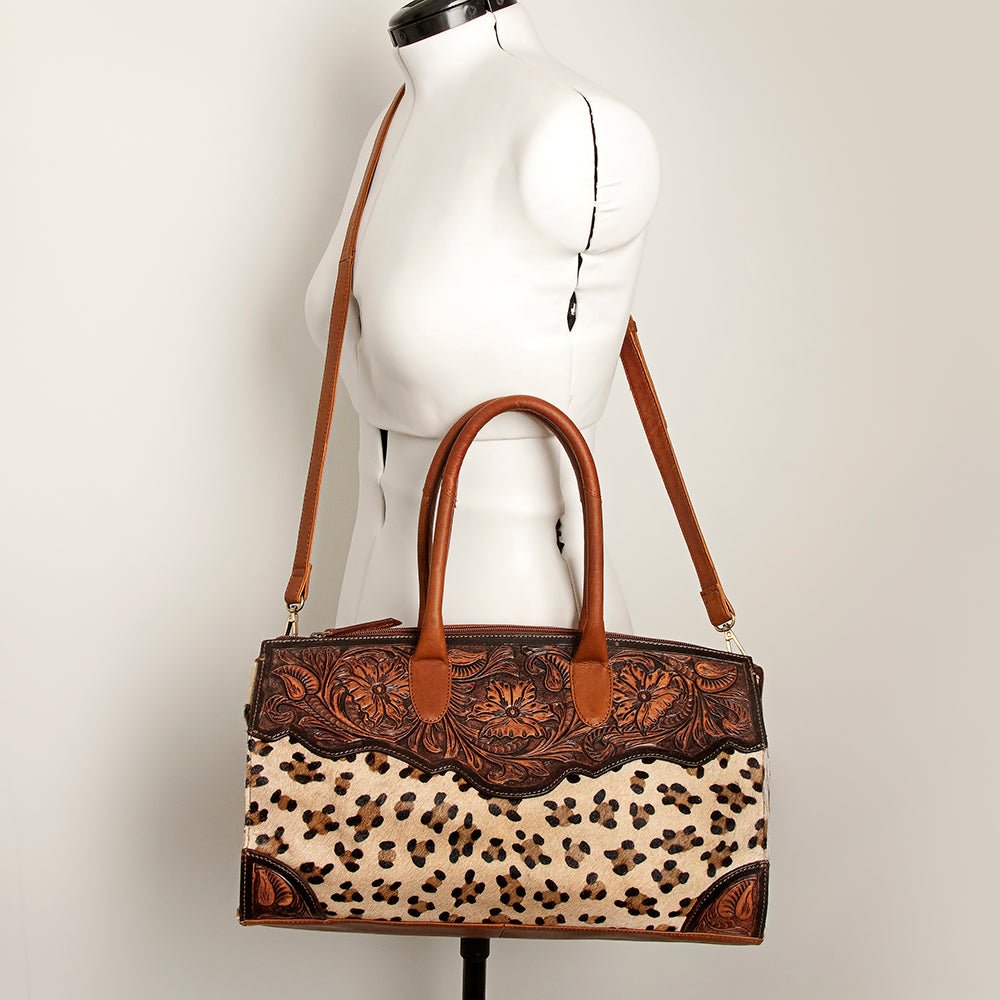 American Darling Duffel Hand Tooled Hair-On Genuine Leather