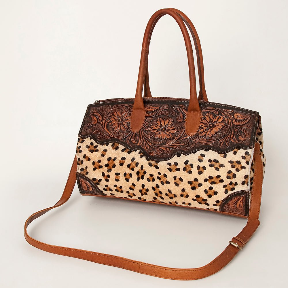 American Darling Duffel Hand Tooled Hair-On Genuine Leather