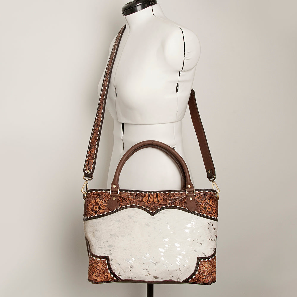 American Darling Tote Hand Tooled Hair on Genuine Leather Western Women Bag Handbag Purse | Travel Bags College Casual