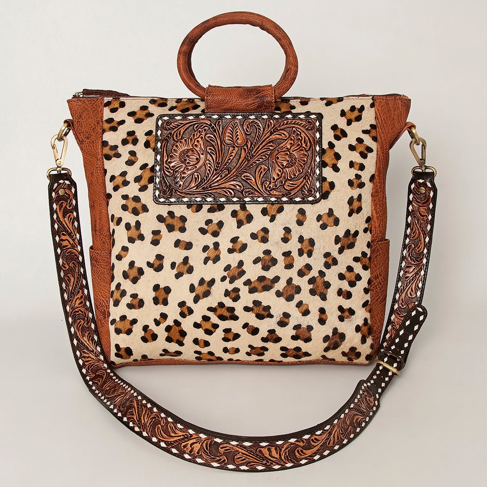 American Darling Tote Hand Tooled Hair-On Genuine Leather